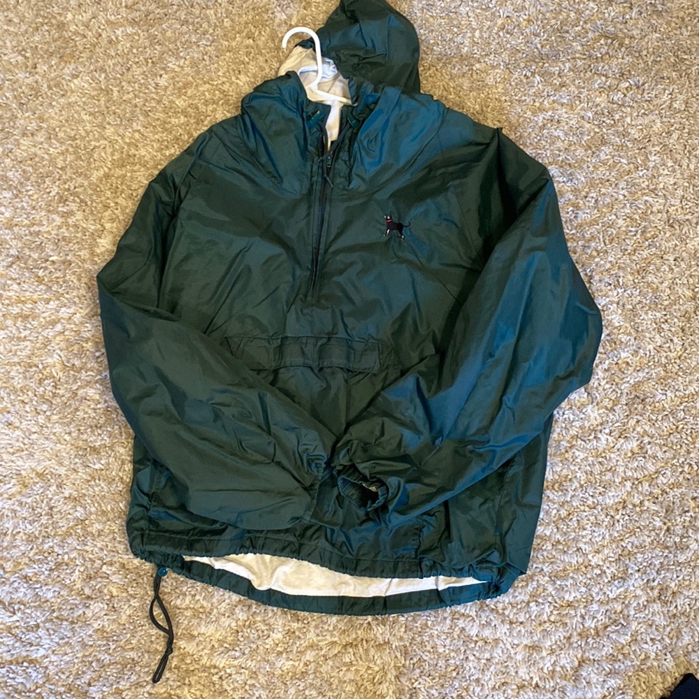 Vintage black dog brand green raincoat men’s large